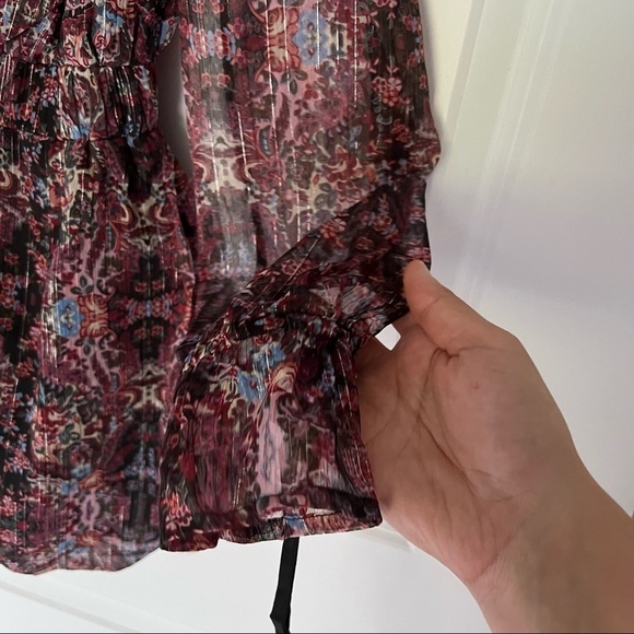 ASOS DESIGN ruffle romper  with ties in floral chiffon size 2 - Picture 10 of 14